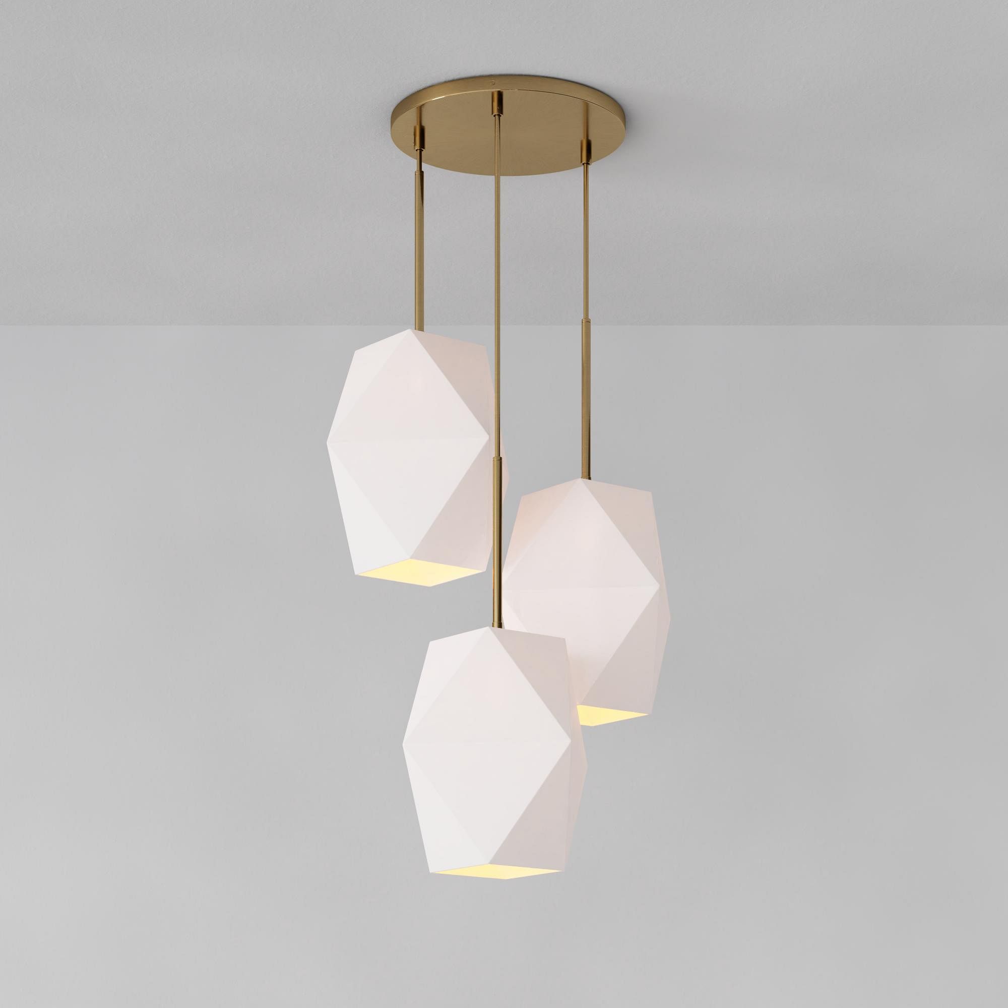 Talvior Sculptural Lighting - 3-Light Faceted Chandelier in Versatile Finishes | Explore Collection