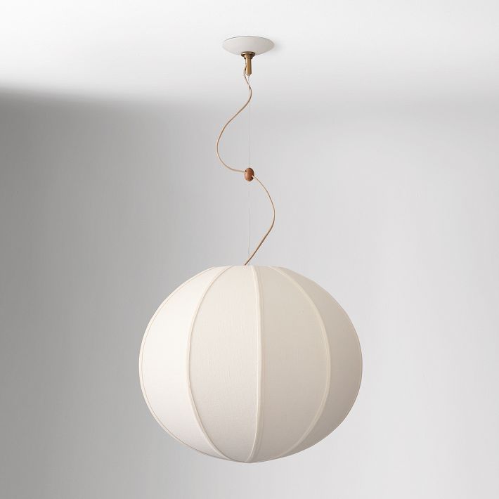 Alvian Linen Pendant Light - Adjustable Ball Dining Table Lighting