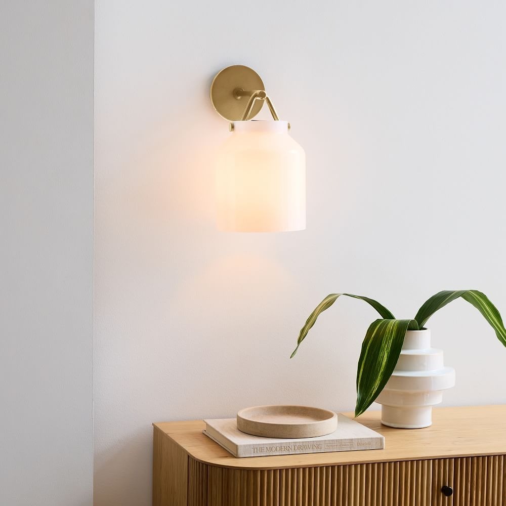 Applique murale minimaliste moderne en laiton et verre Hanton – Résistante à l'humidité pour salle de bain