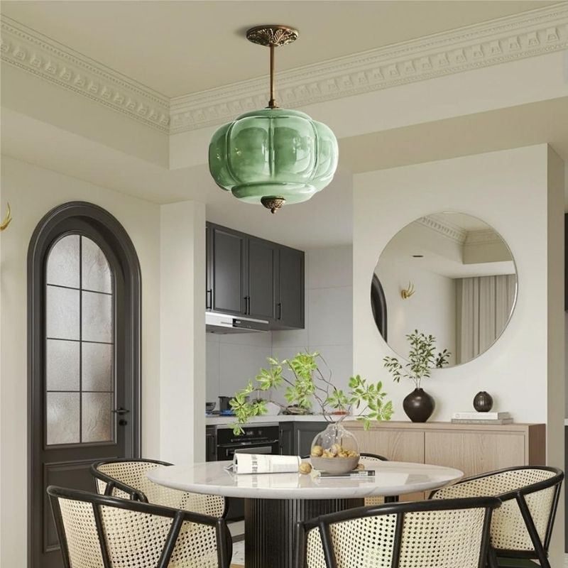 Eloise Vintage Pendant Light - Glass Semi-Flush Mount for Kitchen