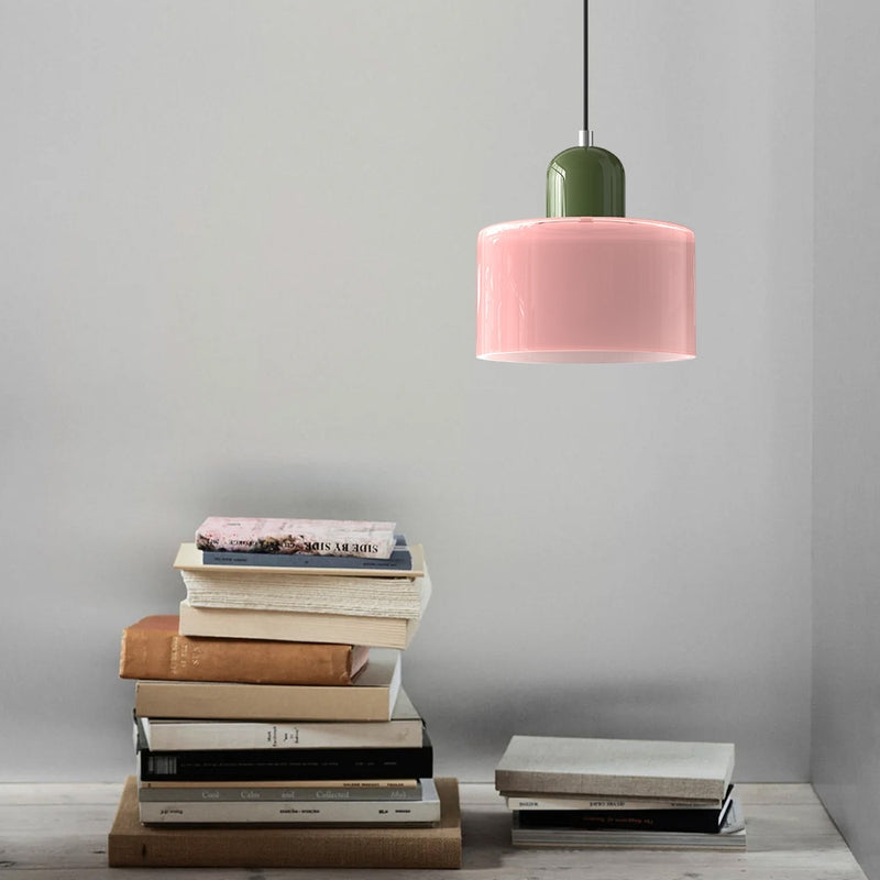Morandi Cylinder Glass Pendant Light – Minimalist Disc Glass Lamp