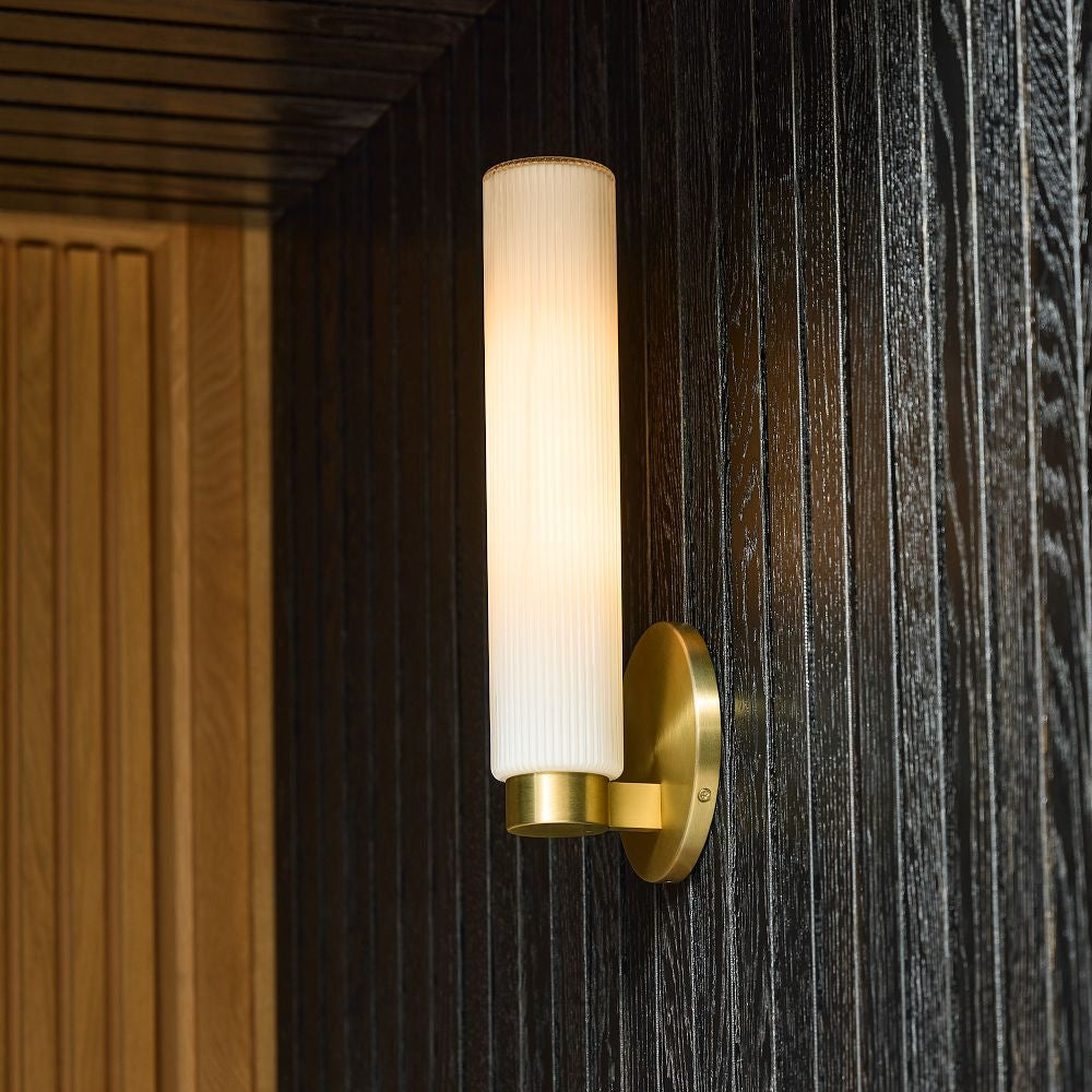 Rivora Fluted Glass Indoor Outdoor Sconce - Modern Wall Light for Home Decor