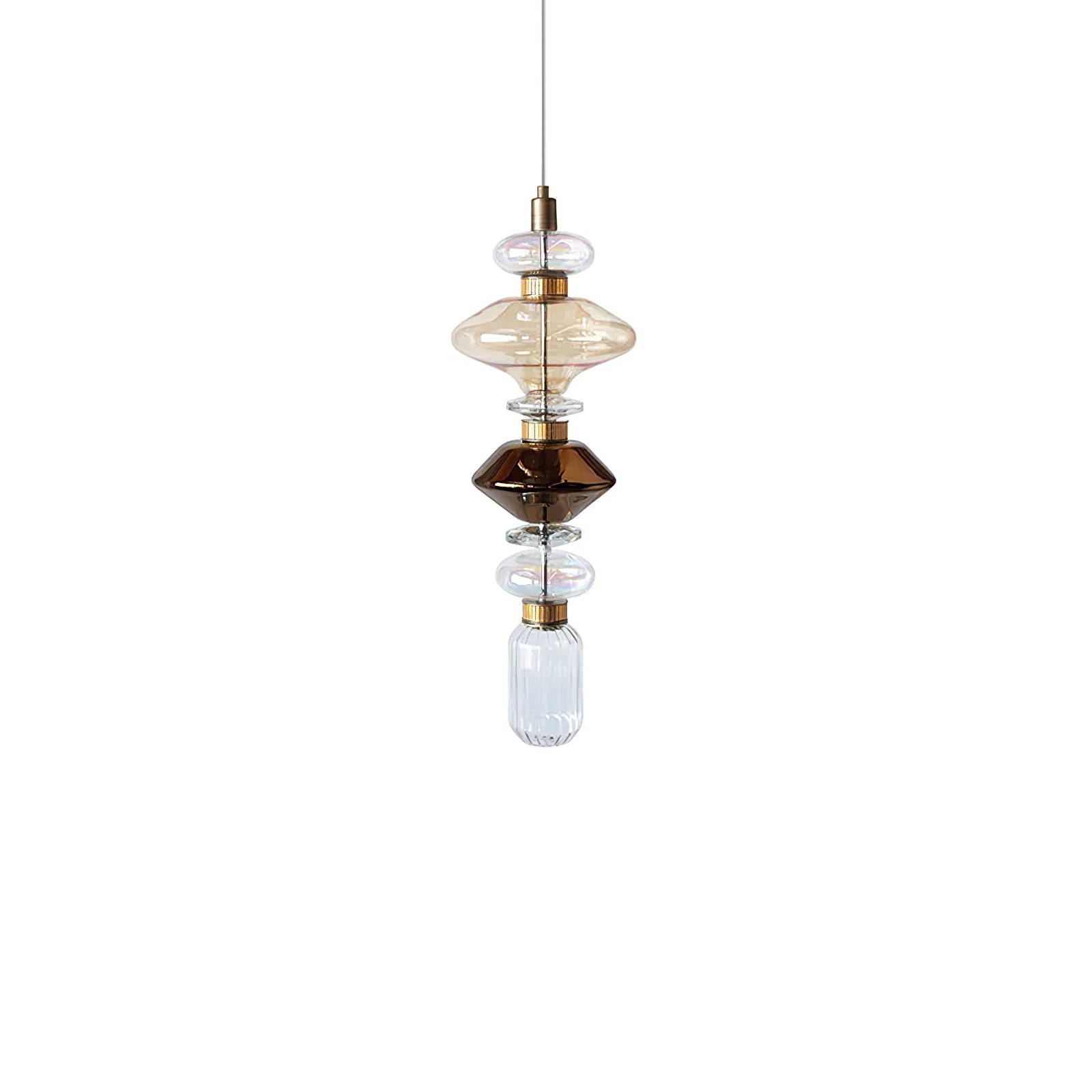 Sleek Hanging Light - Iron Metal Glass Gold Clear Hardwired Atmosphere