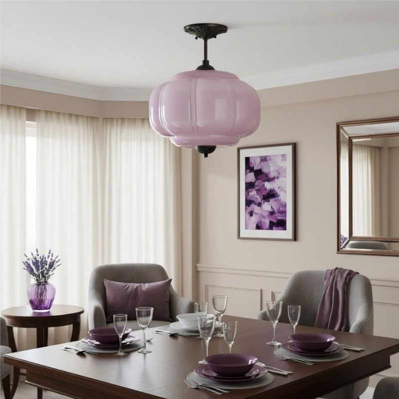 Eloise Vintage Pendant Light - Glass Semi-Flush Mount for Kitchen