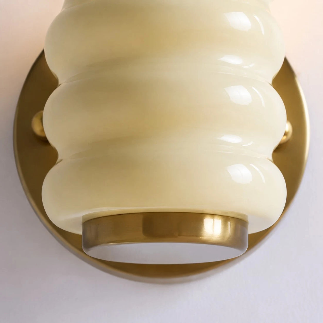Close detail of cream ribbed shade
