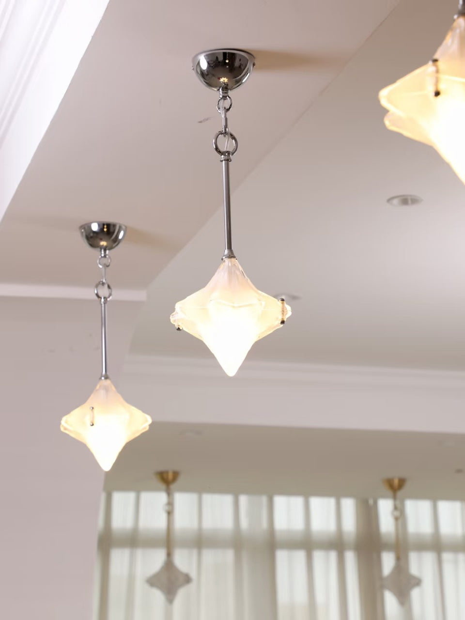 Art Deco Astris Elara Star Pendant Light-Frosted Glass Pendant with Geometric Style