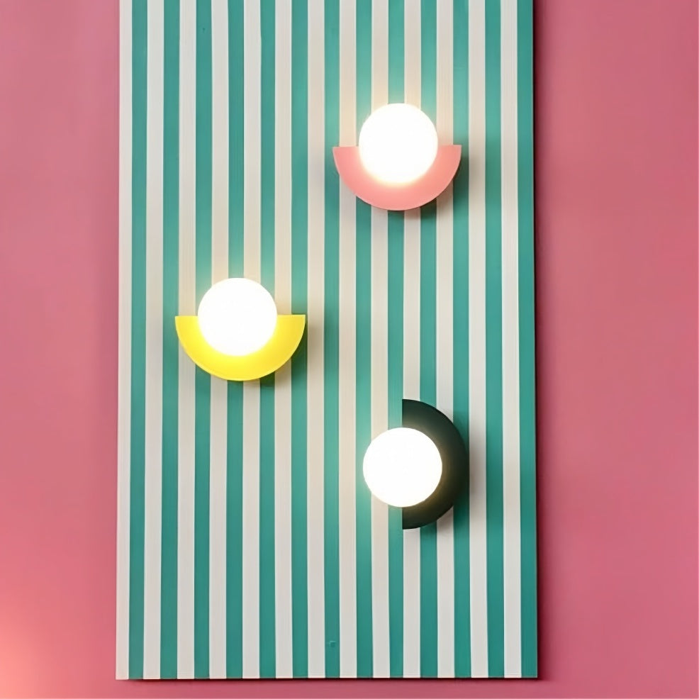 Vibrant Macaron Glass Orb Wall Sconce Metal Nordic Modern Decor