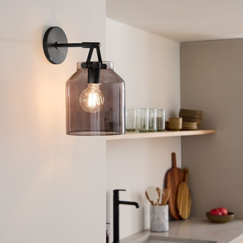 Applique murale minimaliste moderne en laiton et verre Hanton – Résistante à l'humidité pour salle de bain