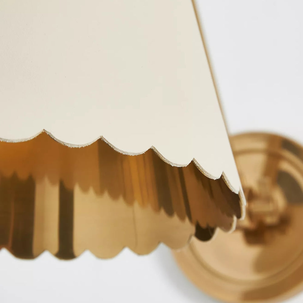 Foldray Leather Scalloped Sconce - Vintage Brass Light for Bedroom