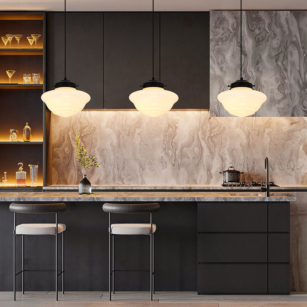 White Milk Glass Pendant Light - Vintage Elegance