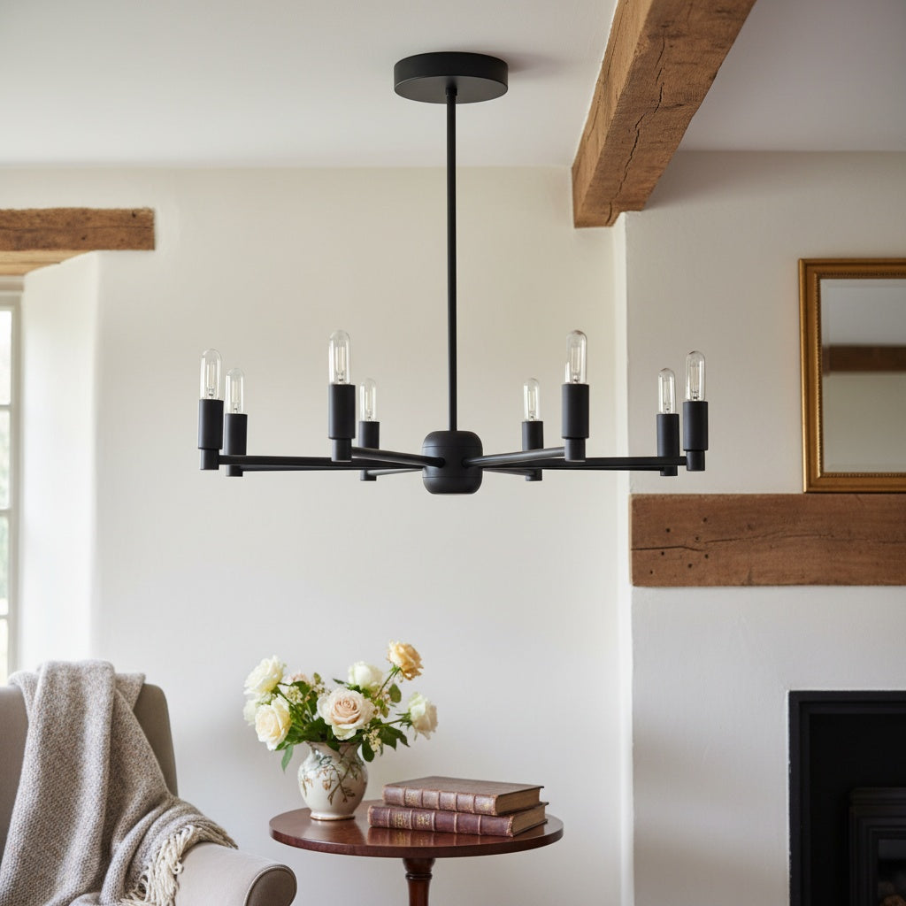 Mobilux Line Modern Chandelier - 8 Arm Mid Century Hanging Light