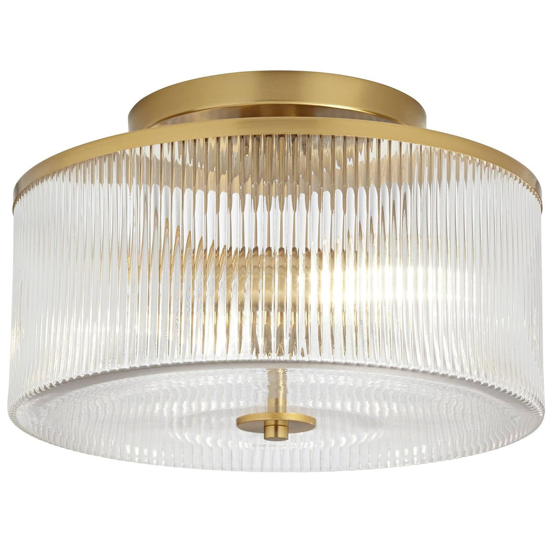 Plafonnier tambour en verre rayé Claude Farmhouse - Suspension rétro