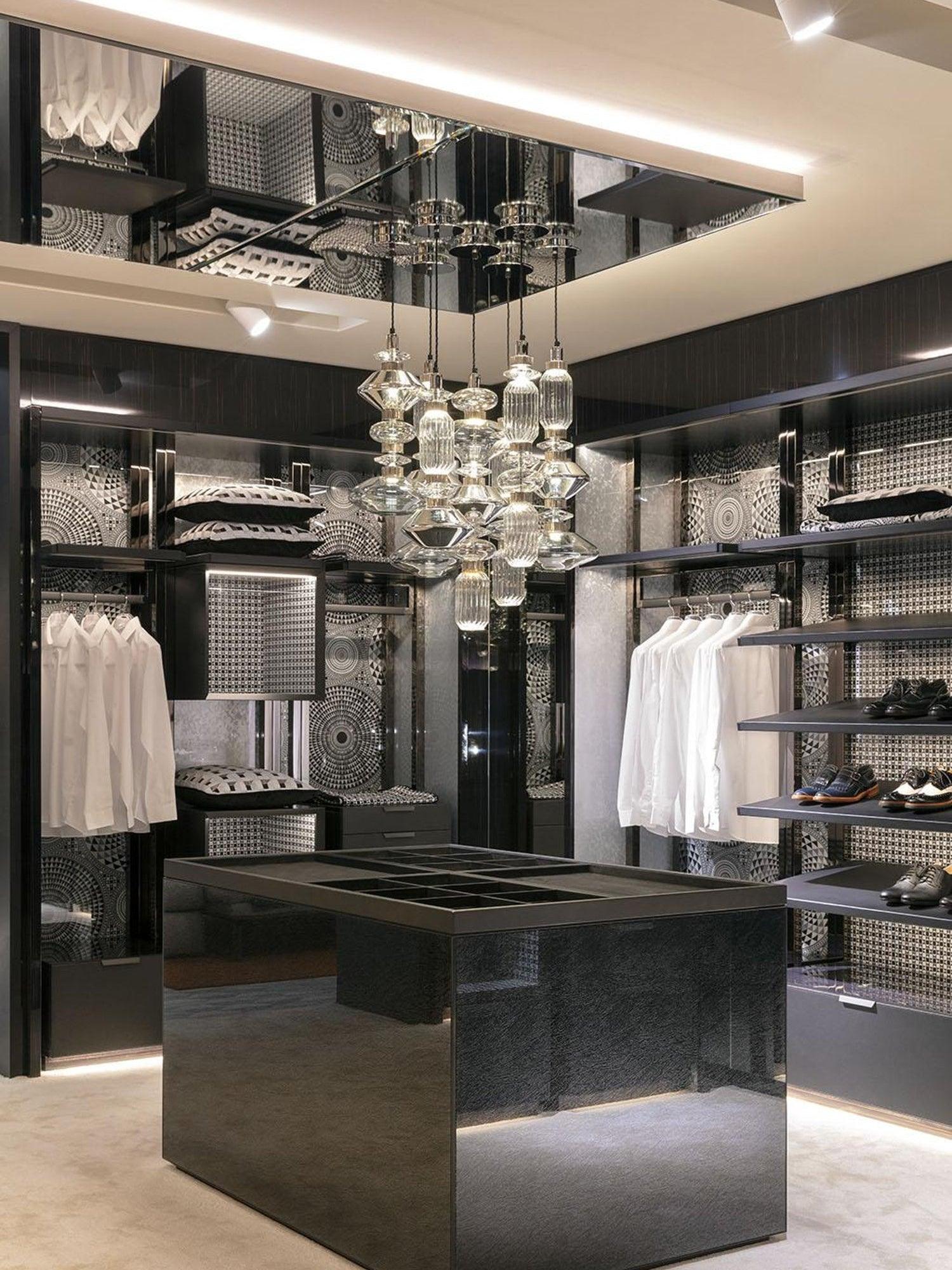 Sleek Hanging Light - Iron Metal Glass Gold Clear Hardwired Atmosphere