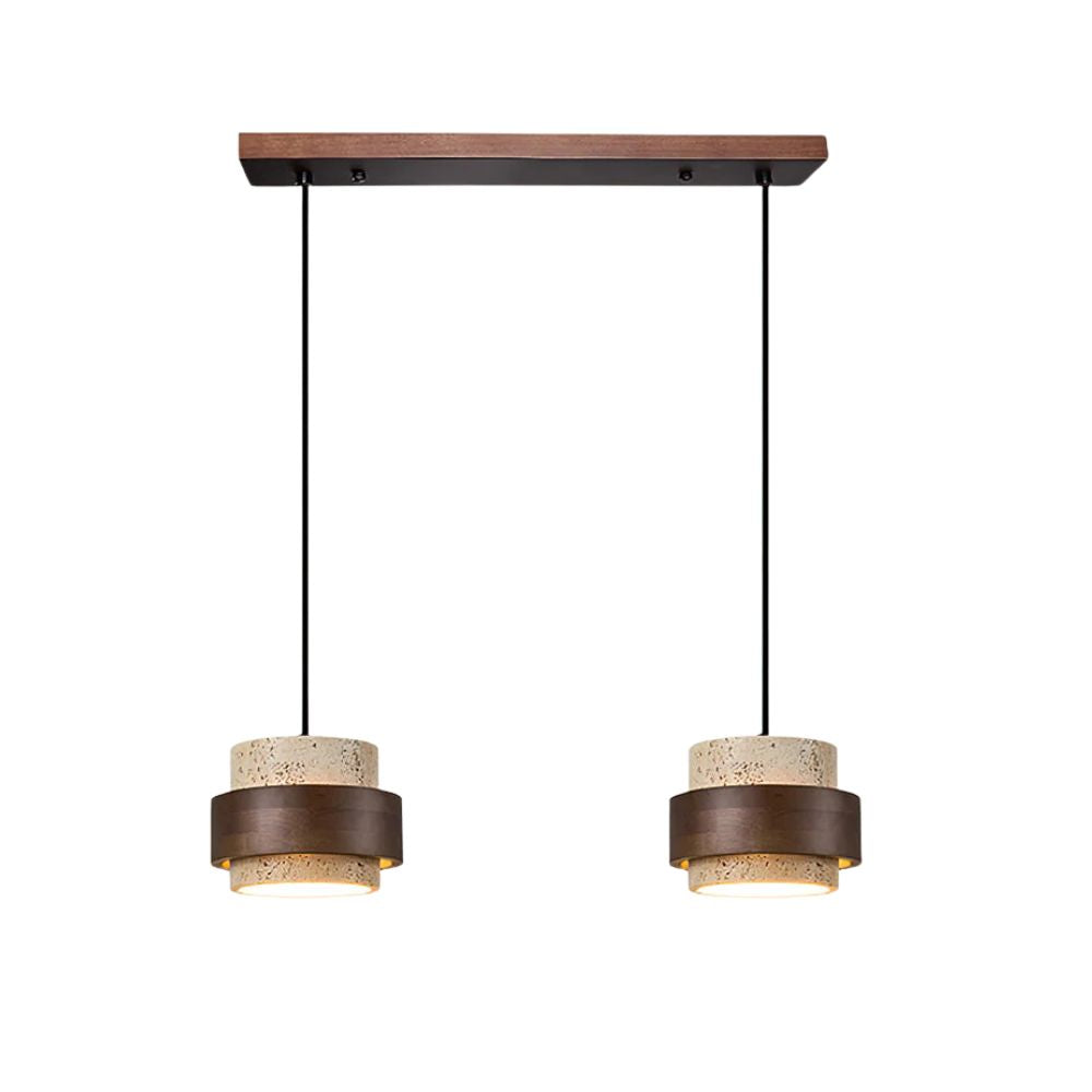 Natural Travertine Pendant Light - Walnut Circle Design for Dining Room