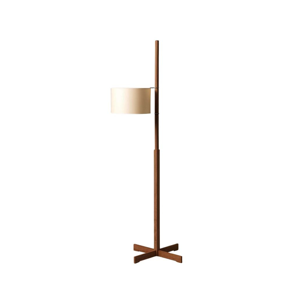 Natural Wood Floor Lamp - Fabric Shade Standing Light for Living Room