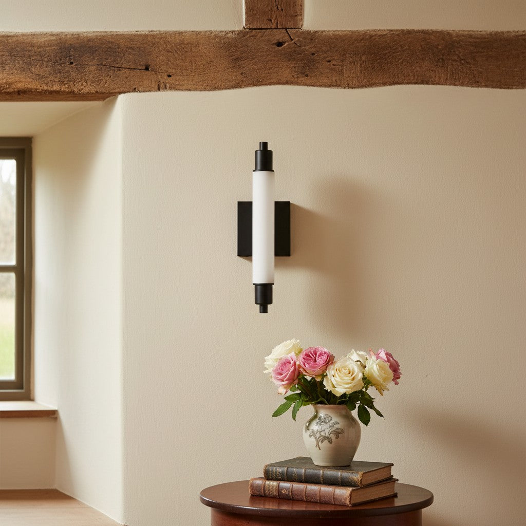 Ornato Luxe Modern Vanity Sconce - Art Deco Wall Light with Cylinder Shade