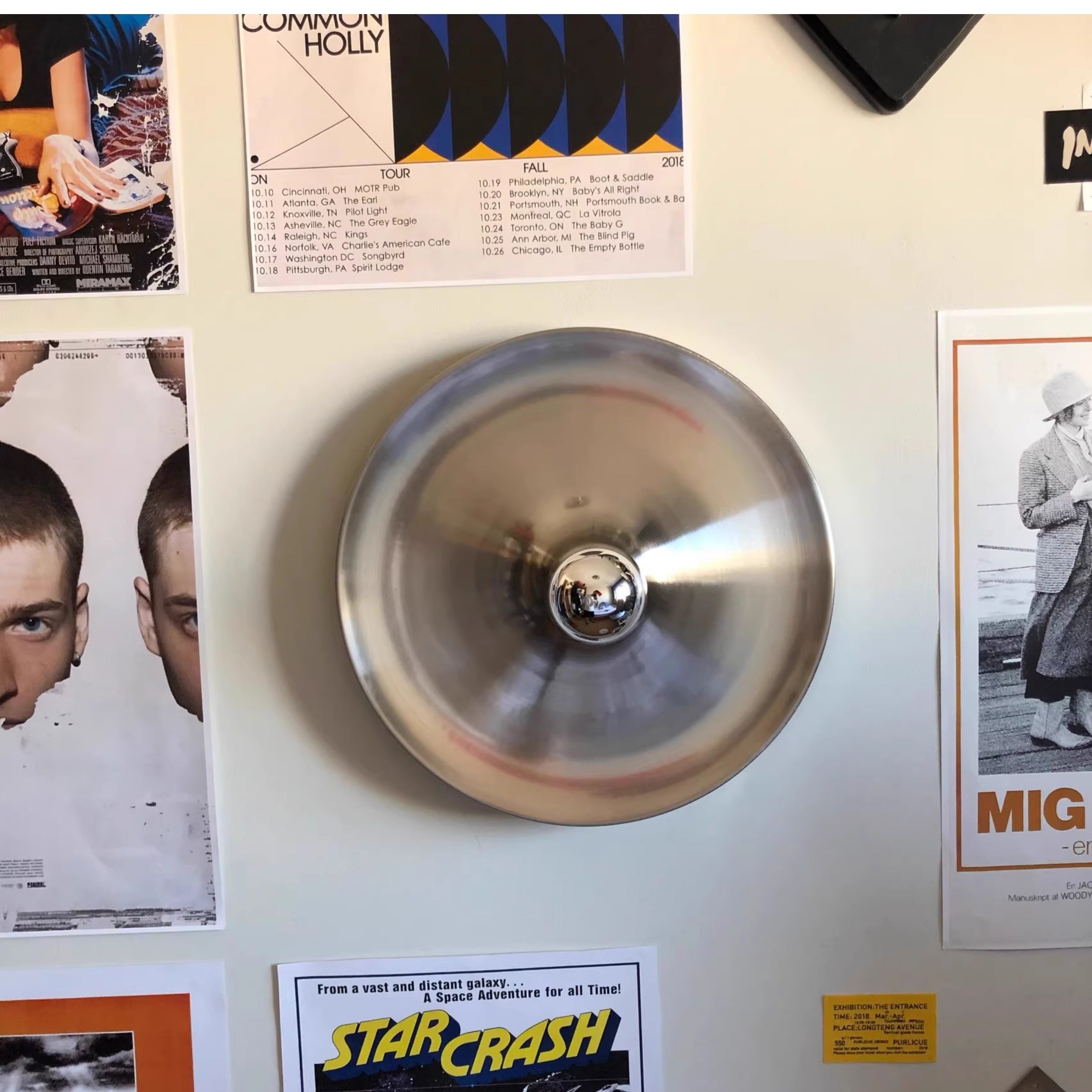 Sleek Space-Age Disk Ceiling Lamp Chrome Gold White Black Not Dimmable