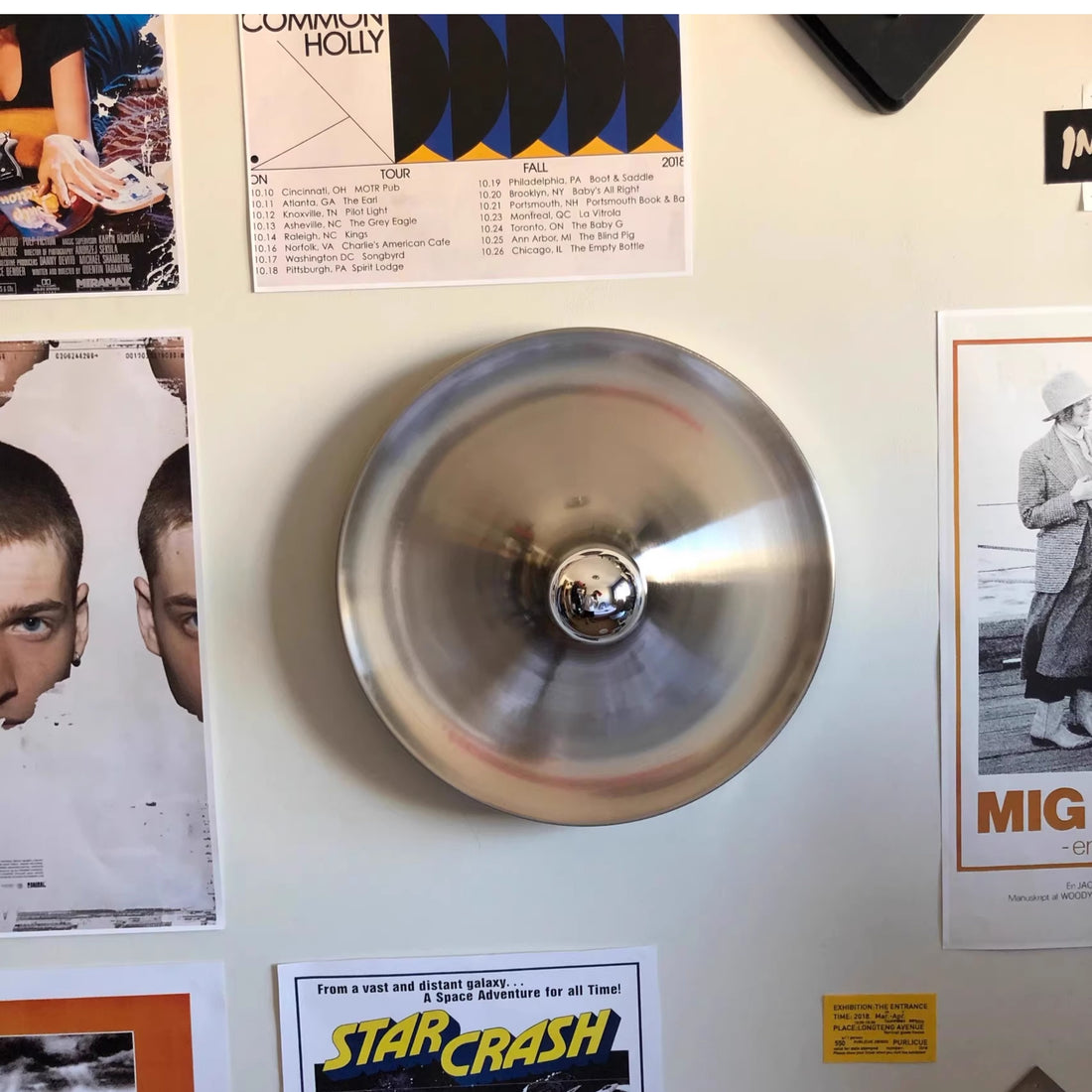 Plafonnier disque élégant de l'ère spatiale, chrome, or, blanc, noir, non dimmable