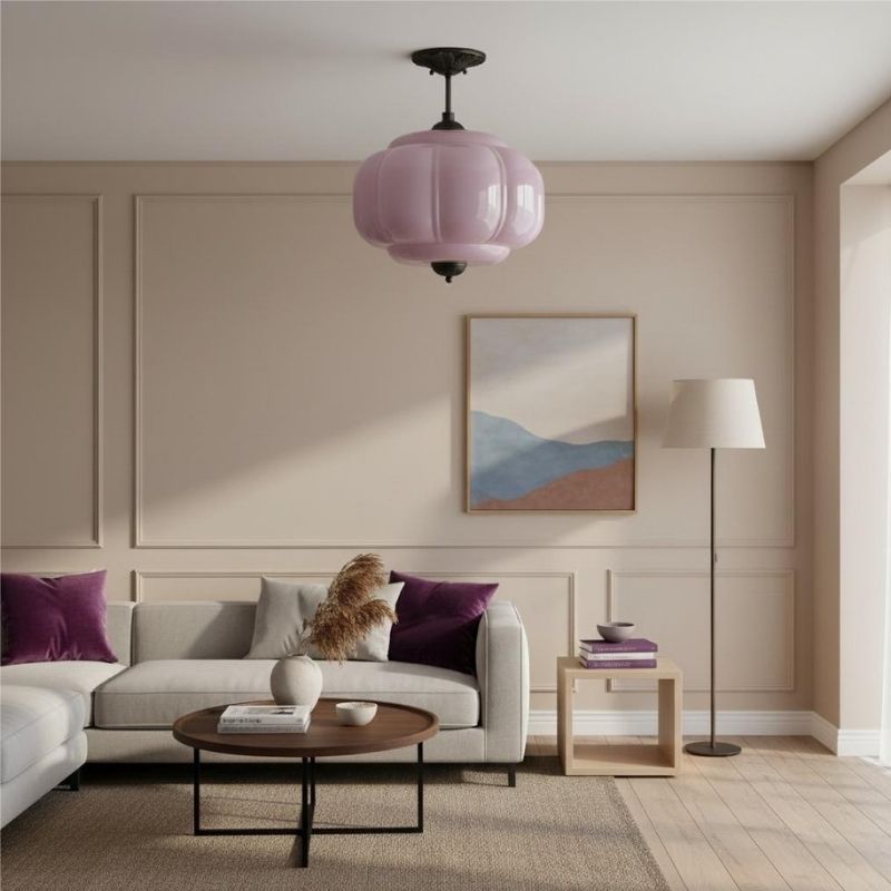 Eloise Vintage Pendant Light - Glass Semi-Flush Mount for Kitchen