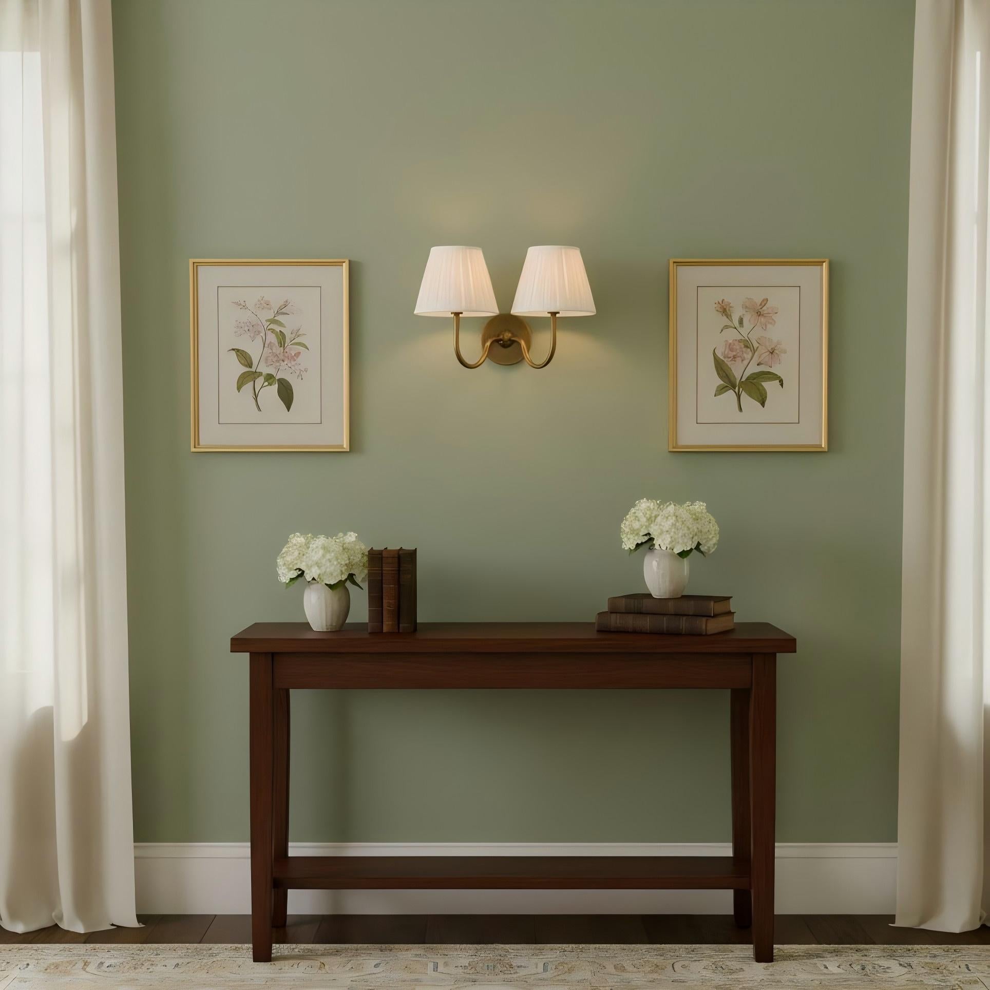 Luvora Pleated Linen Wall Lamp – Vintage Brass Wall Light for Living Rooms