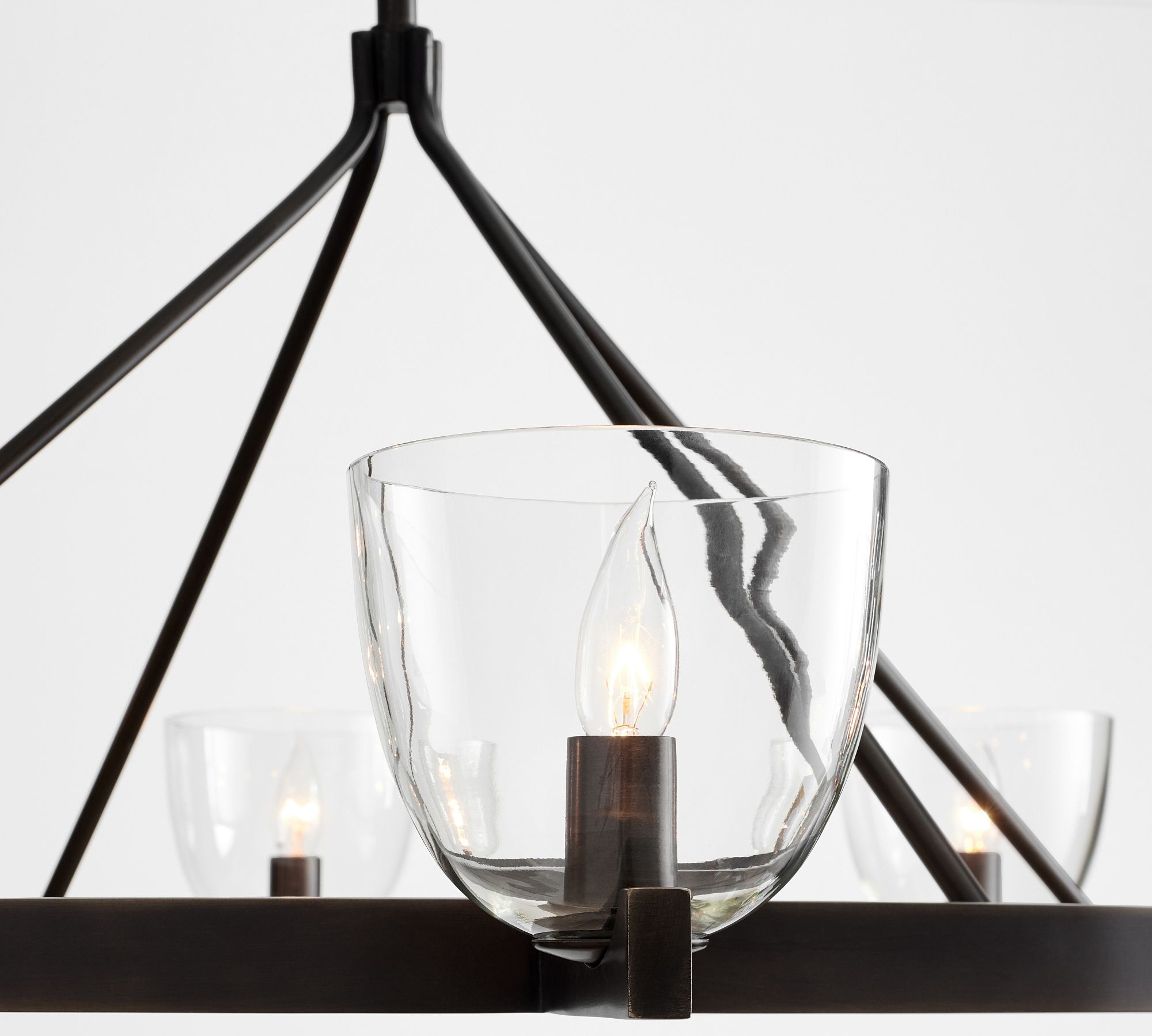 Auria Hand-blown Glass Metal Chandelier - Contemporary Brass Design