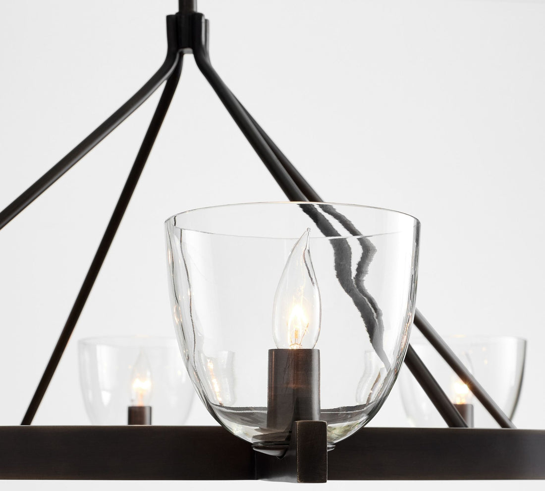Lustre Auria en verre soufflé à la main et métal - Design contemporain en laiton