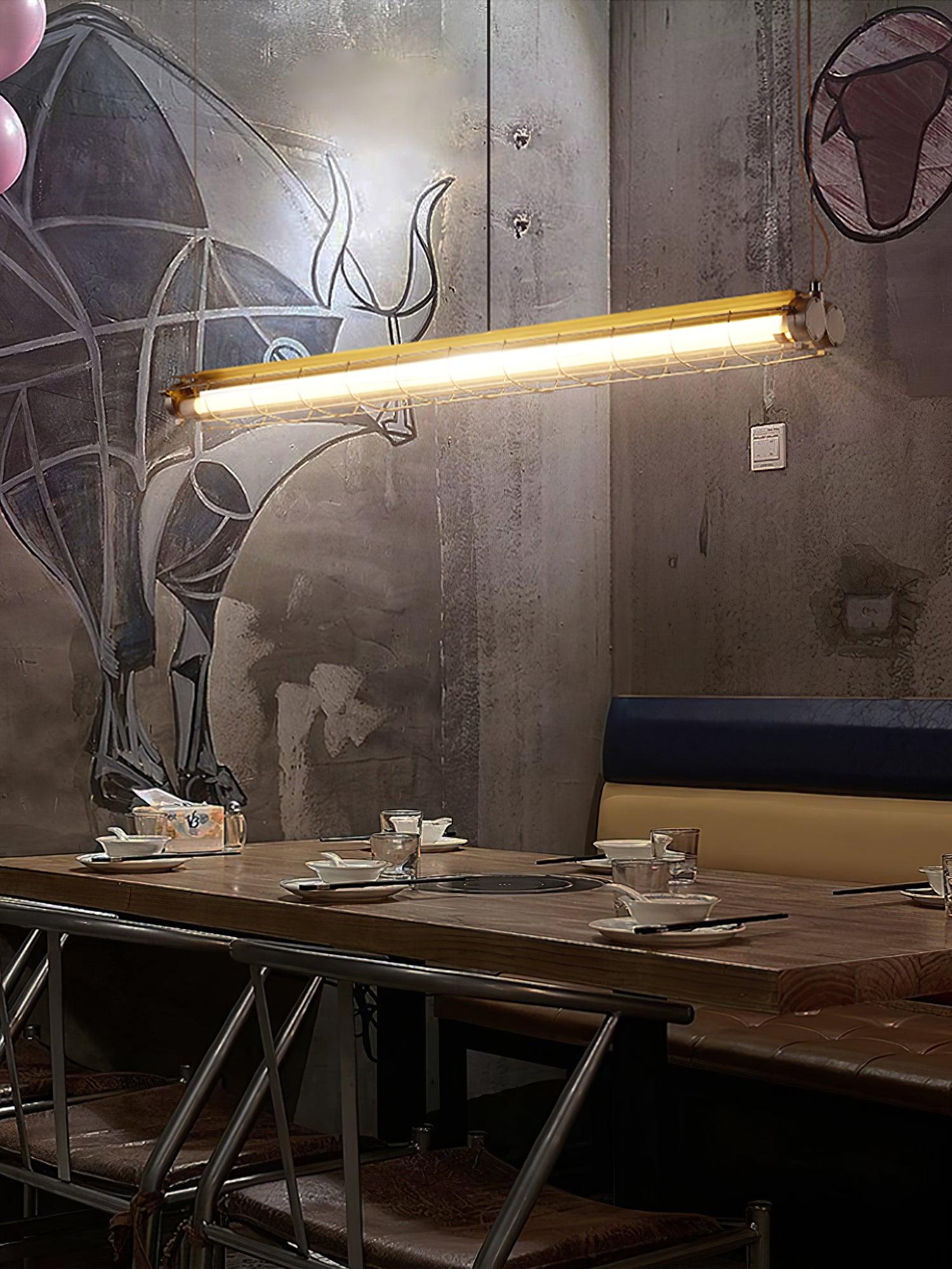 Handcrafted Glass Channel-Set Diffusers Linear Chandelier Sleek Design