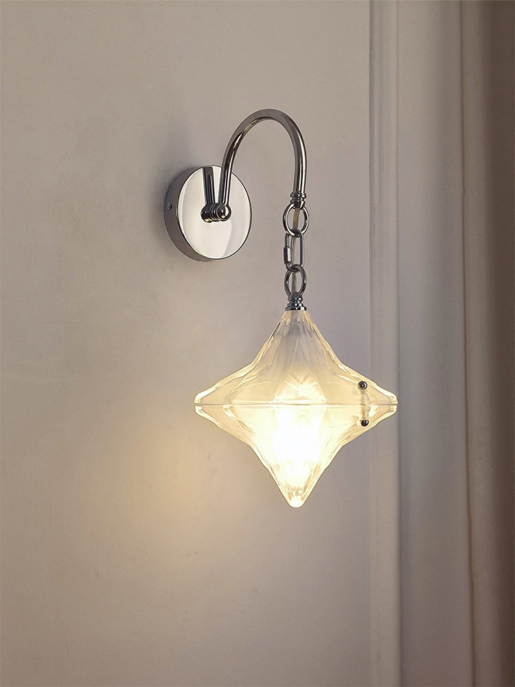 Art Deco Star Wall Sconce - Frosted Glass Light for Hallway - Astris Selene