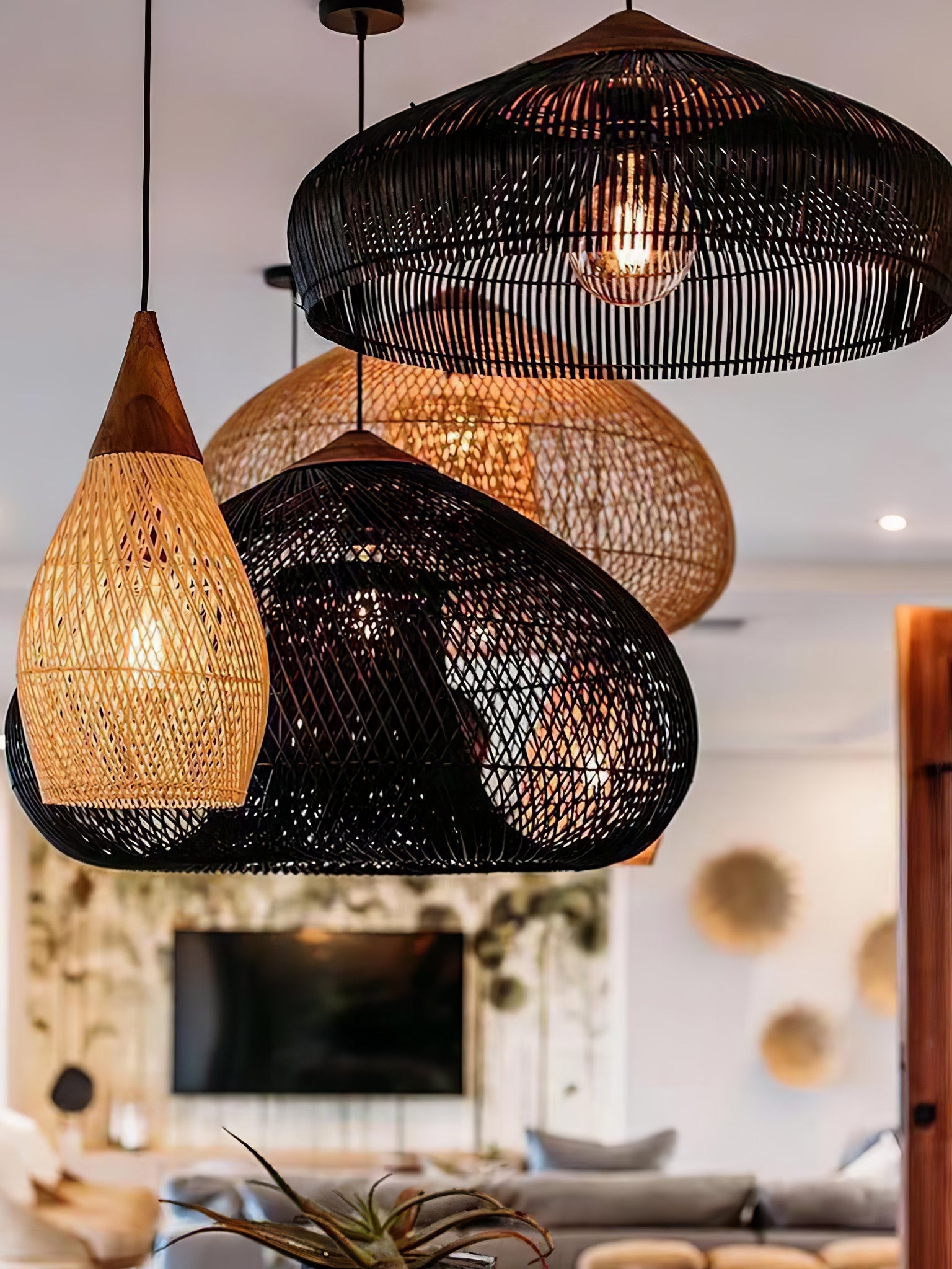 Harp Braided Rattan Pendant Lamp