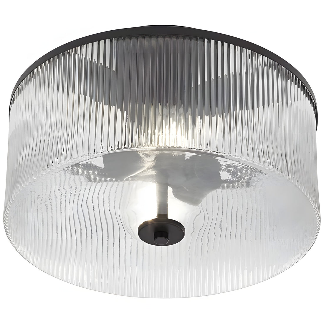 Plafonnier tambour en verre rayé Claude Farmhouse - Suspension rétro