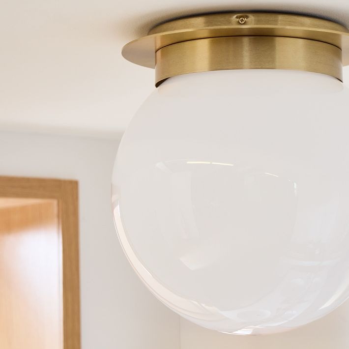 Rivolence Flush Mount Ceiling Fixture - Minimal Globe Brass Lighting