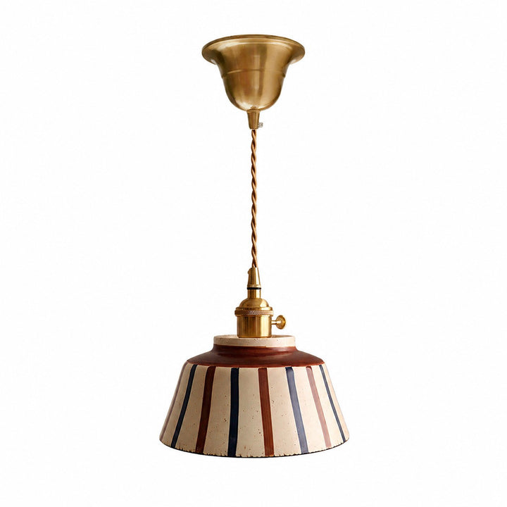 Striped ceramic pendant on white background