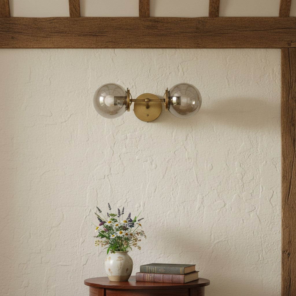 Lumio Globe Double Globe Vanity Wall Light - Rustic Farmhouse Bathroom Wall Fixture