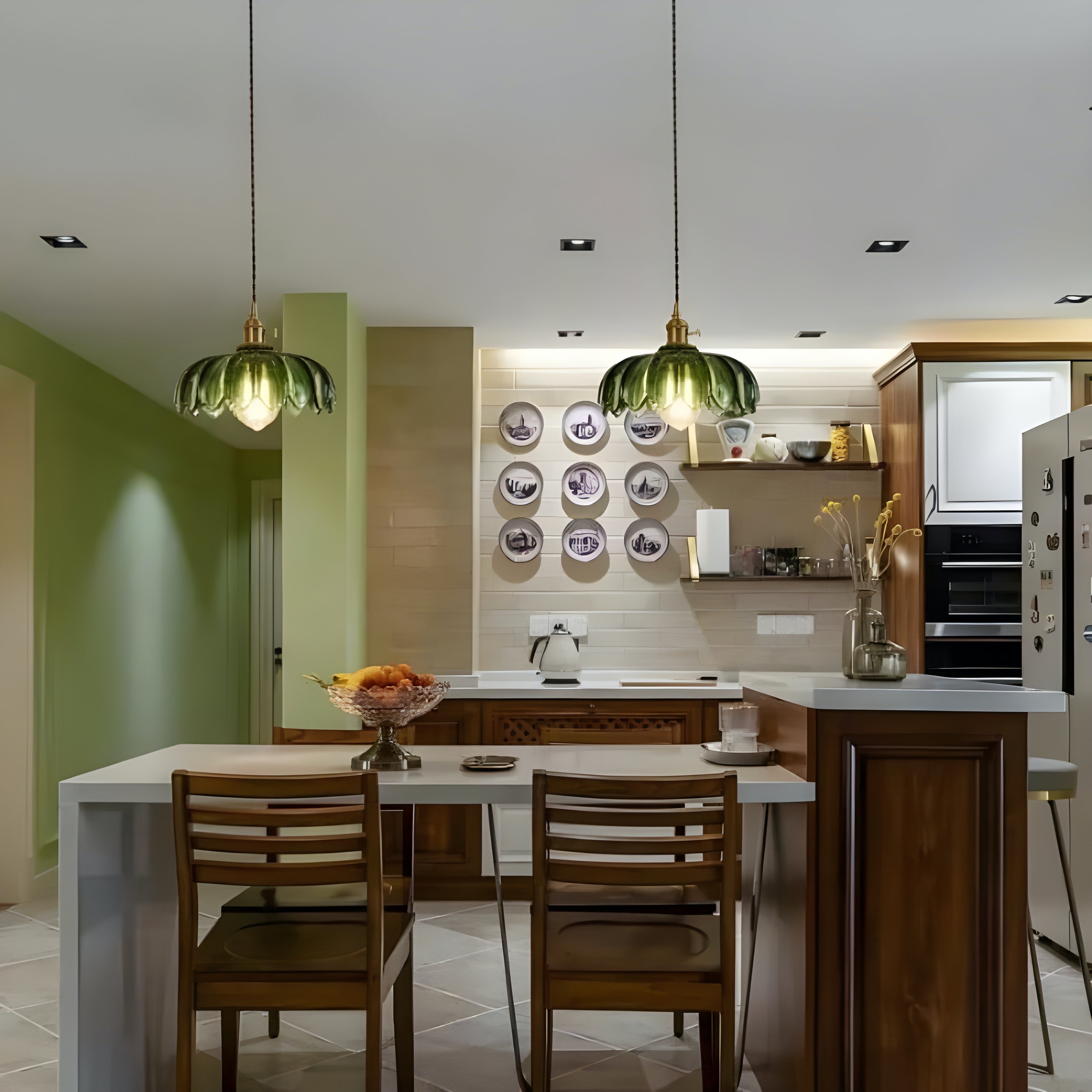 Glass Petal Pendant Lamp – Rustic Style Flower Design Light