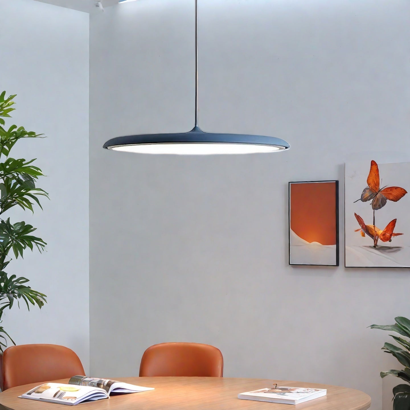 Macaron Pendant Light - Contemporary Dark Blue Metal Acrylic Decor