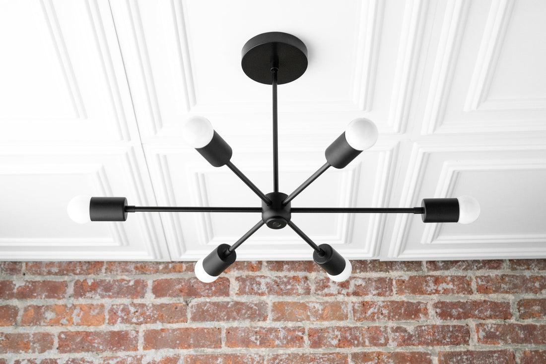 Mobilux Line Mid Century Modern Chandelier - 6 Heads Hanging Ceiling Light