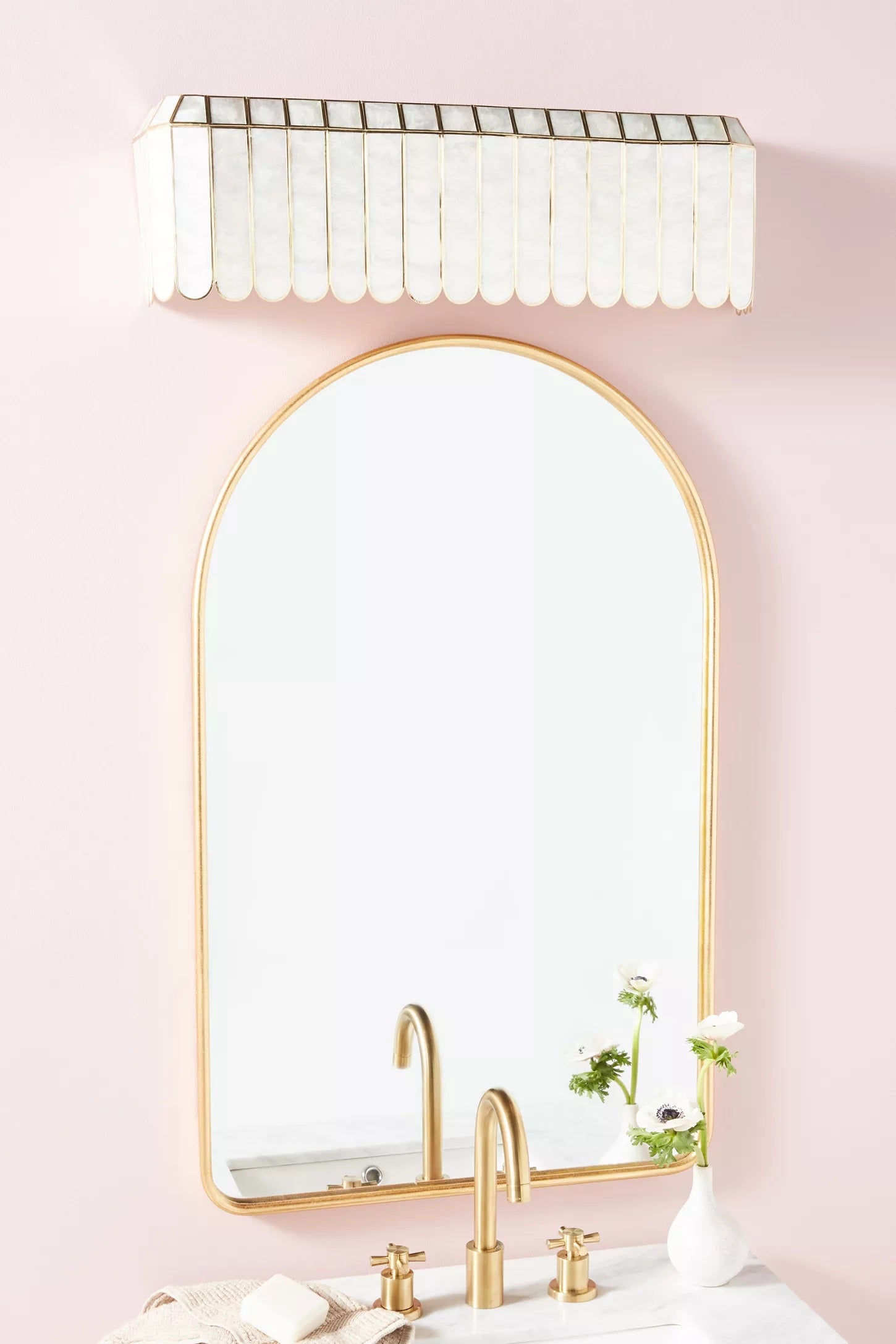 Lumica Capiz Faceted Wall Light - Brass & Iron Sconce in Gold Finish