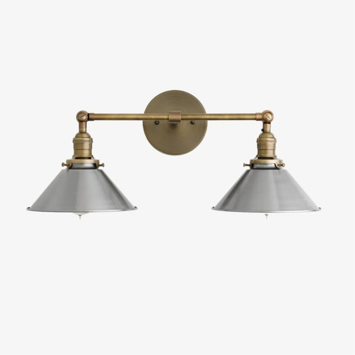 Conique Metal Industrial Wall Sconce with Dual Cone Shades - Vintage Metal Finish