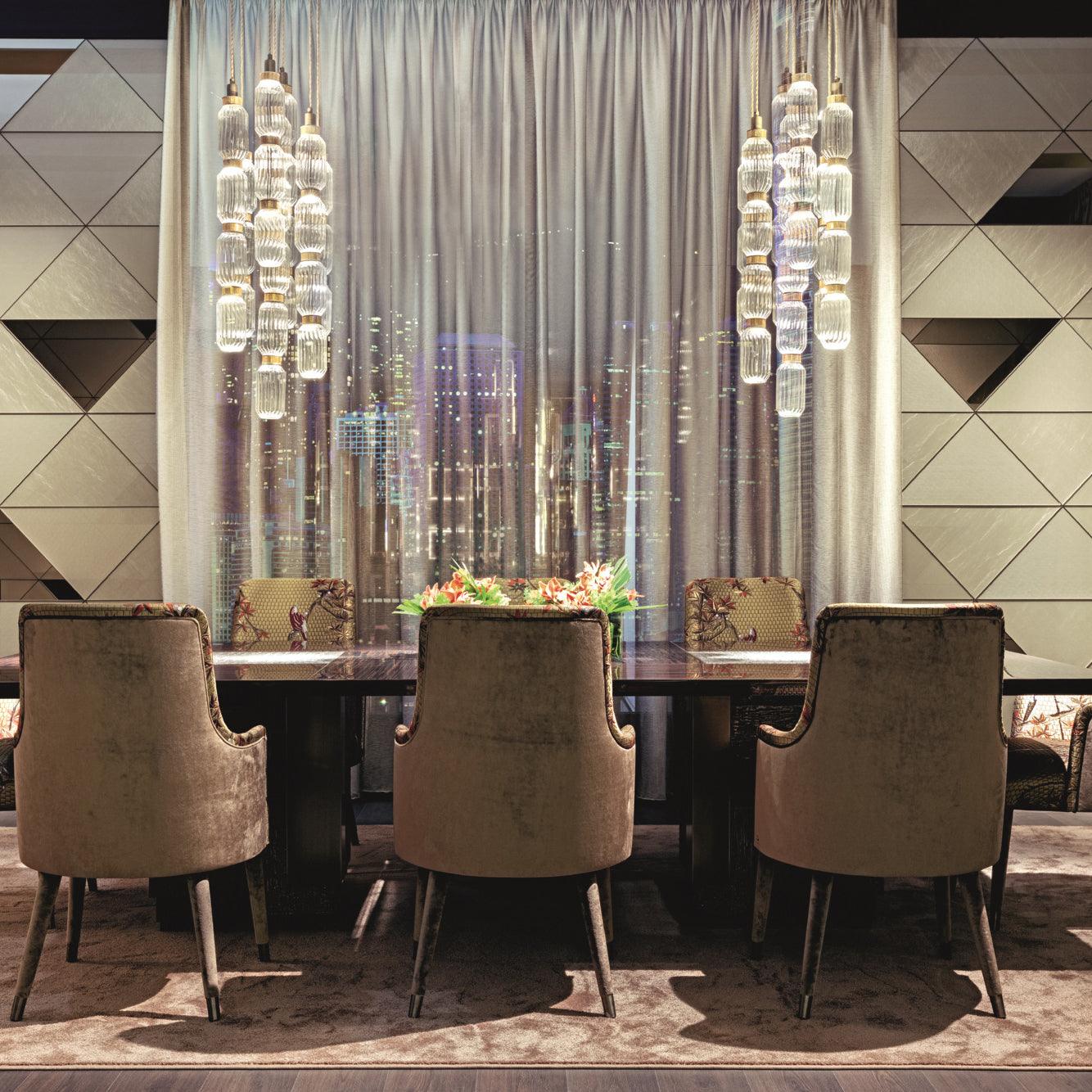 Sleek Hanging Light - Iron Metal Glass Gold Clear Hardwired Atmosphere