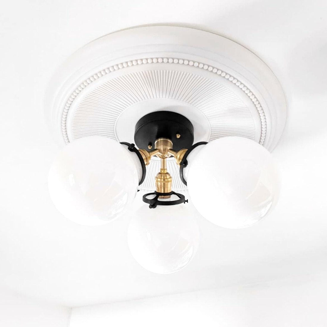 Glorica Glass Globe Light - Mid Century Semi Flush Ceiling Lamp