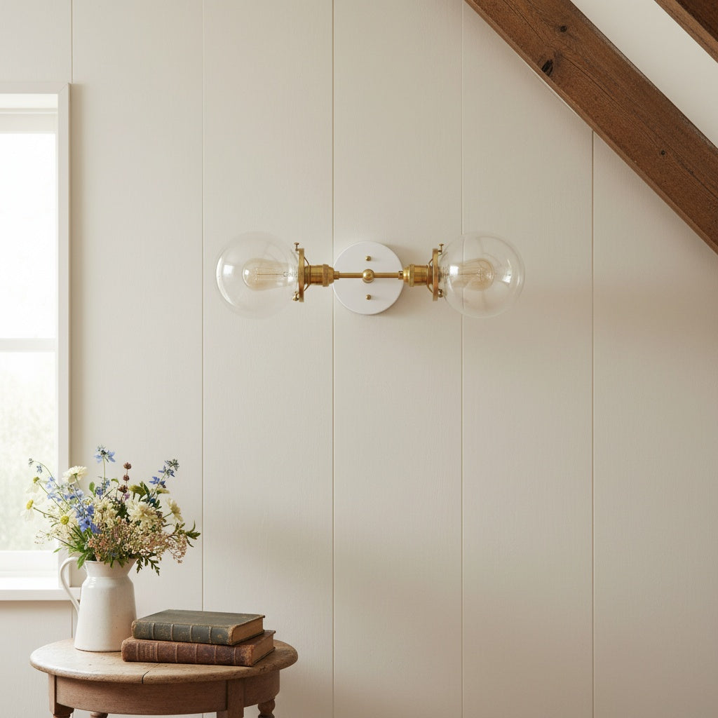 Lumio Globe Industrial Vanity Lighting- Modern Double Globe Wall Light