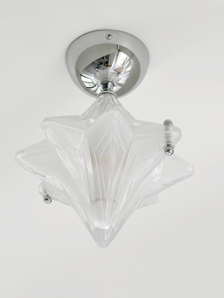 Art Deco Star Ceiling Lamp -Frosted Glass Fixture for Hallway & Entryway -Astris Ceres