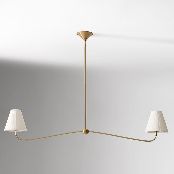 Fibura Modern Linen Chandelier - Metal Linear Light for Dining Room