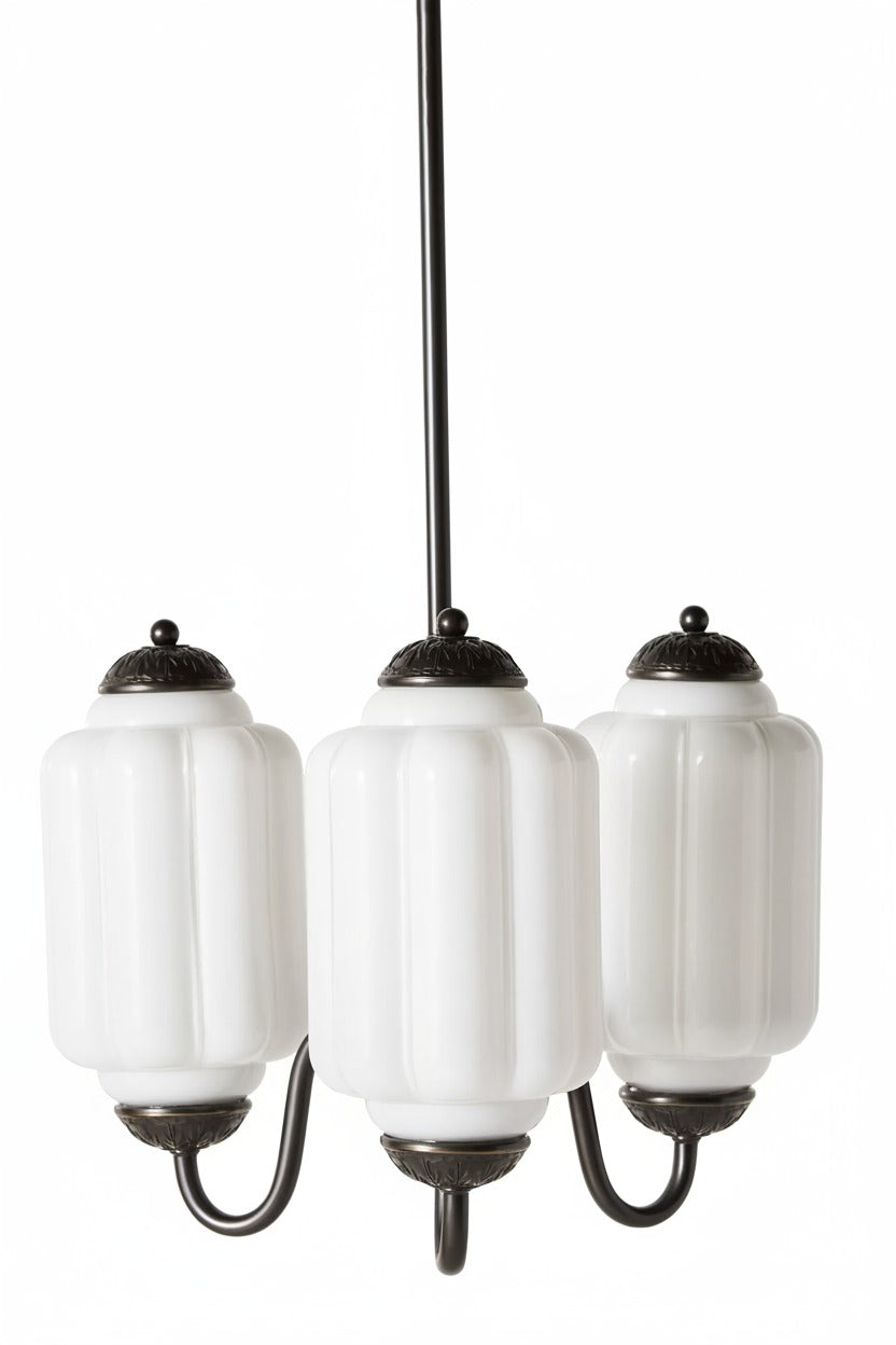Eloise Vintage Glass Chandelier - Milk Glass Home Accent