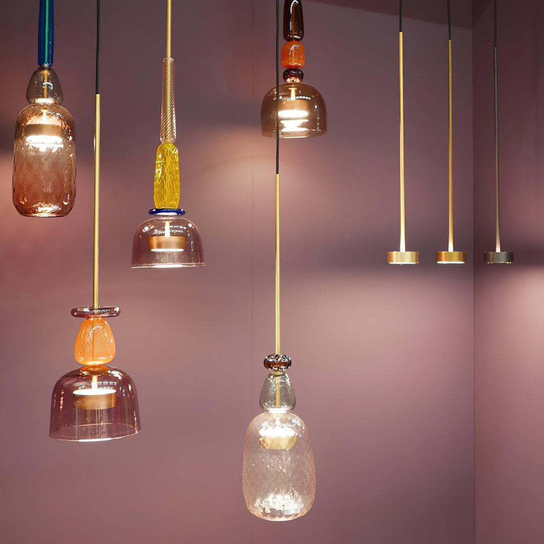 Iron Glass Chandelier Light - Colorful Candy Hand Blown Mixed Color