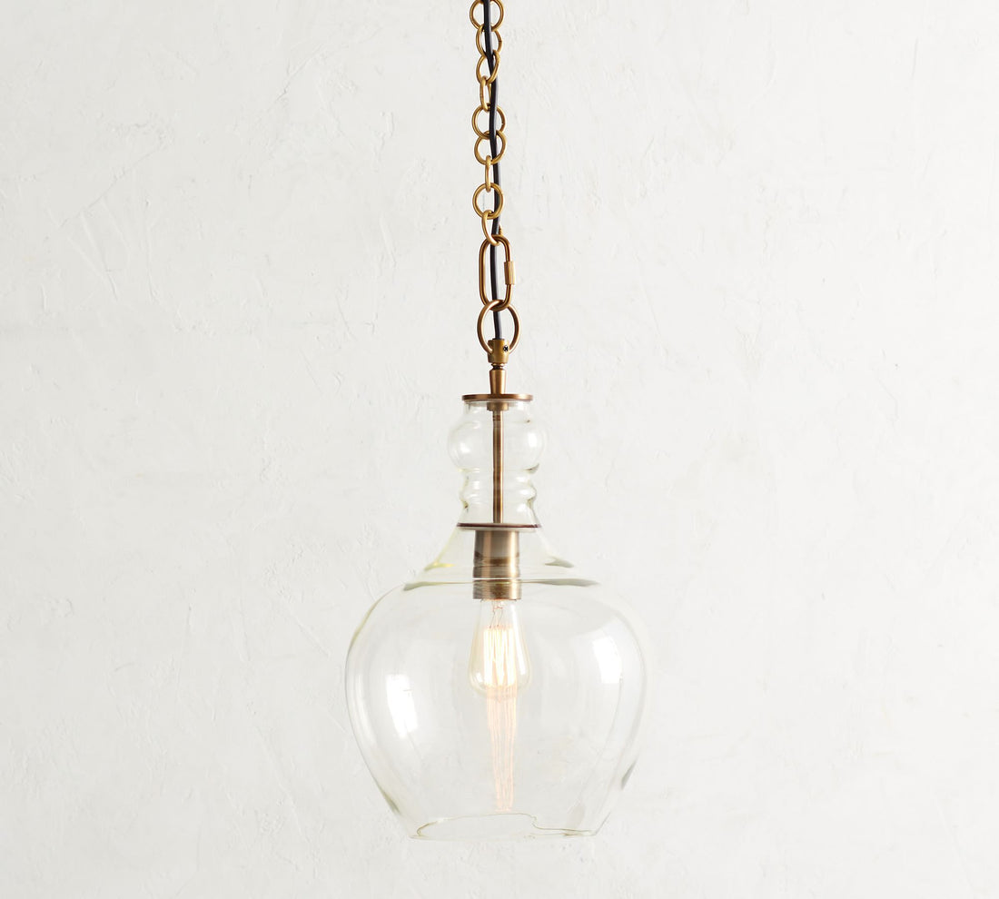 Suspension en verre Lawson – Verre recyclé et laiteux avec accents bronze