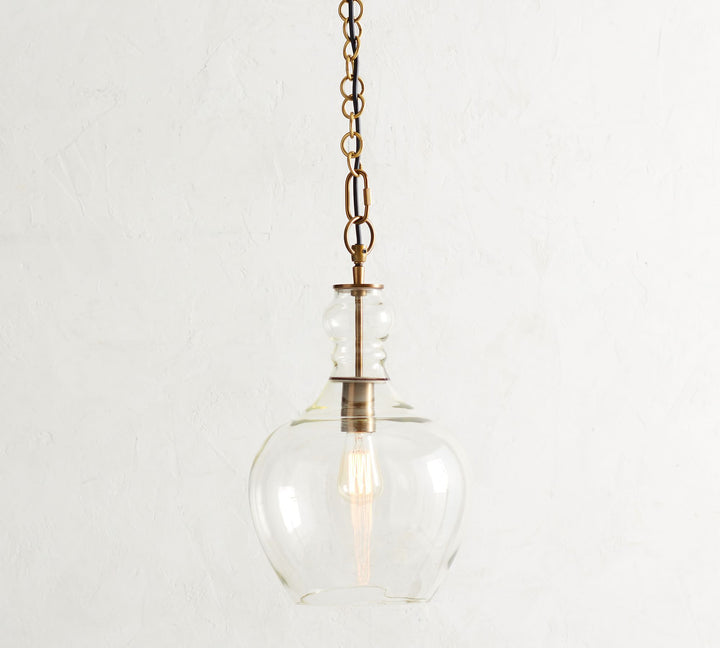 Suspension en verre Lawson – Verre recyclé et laiteux avec accents bronze