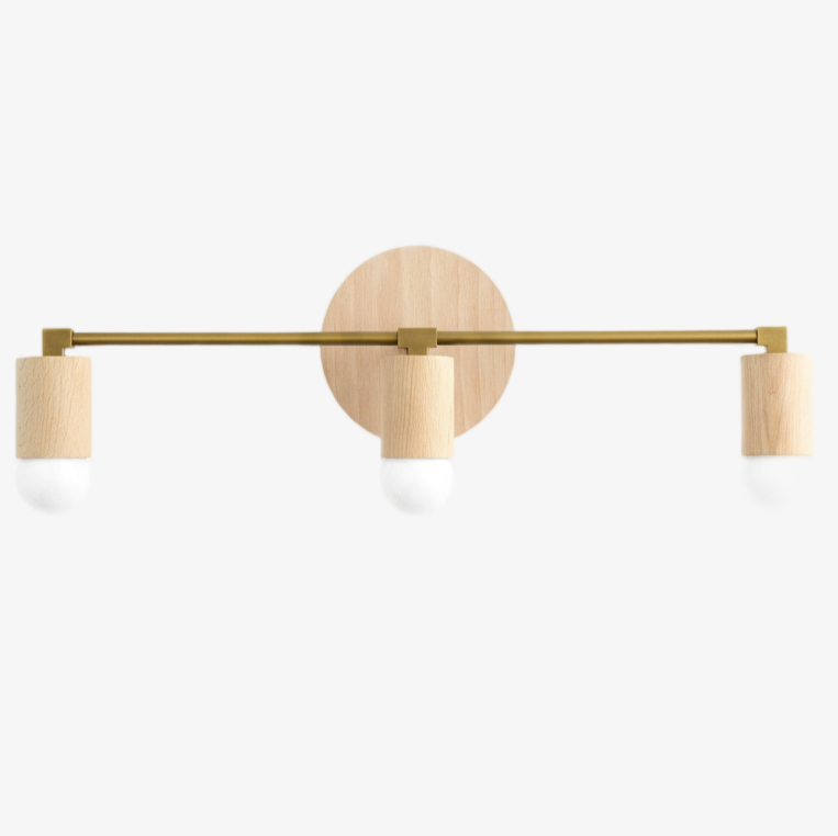 Mobilux Line Wood and Vanity Light - Bohemian Bathroom Lighting Fixture