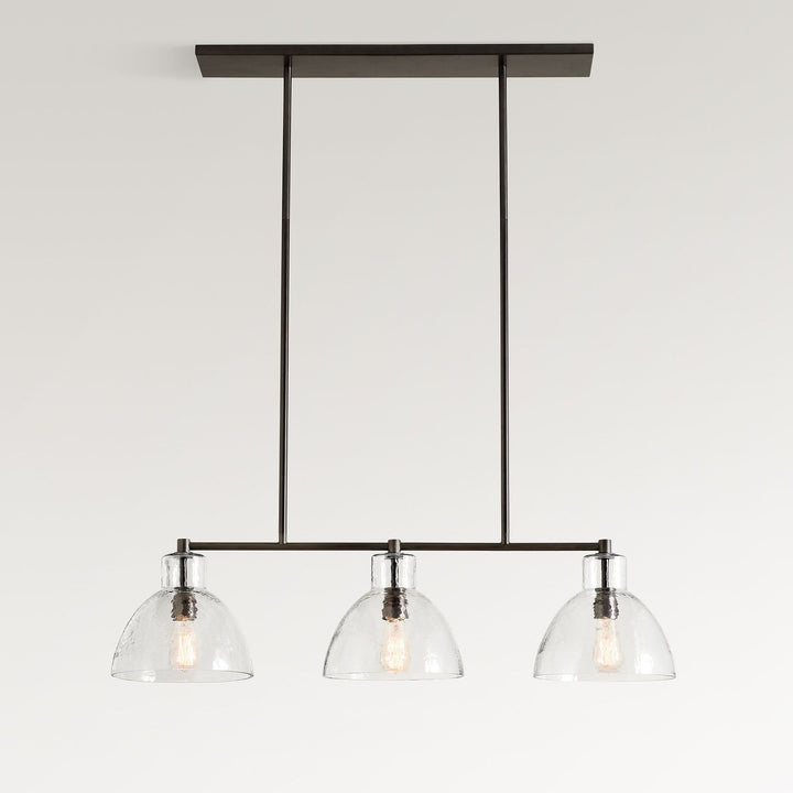 Lustre linéaire en verre recyclé Glavira - Éclairage moderne et élégant