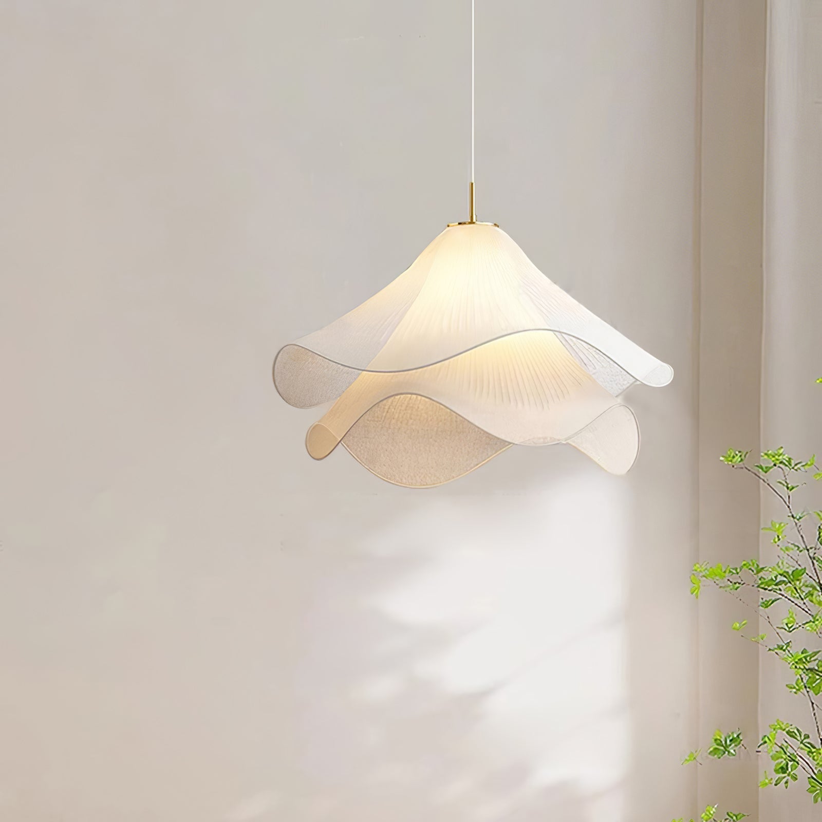 Ethereal Pleated Fabric Bloom Pendant Lamp - French Floral Design Fixture